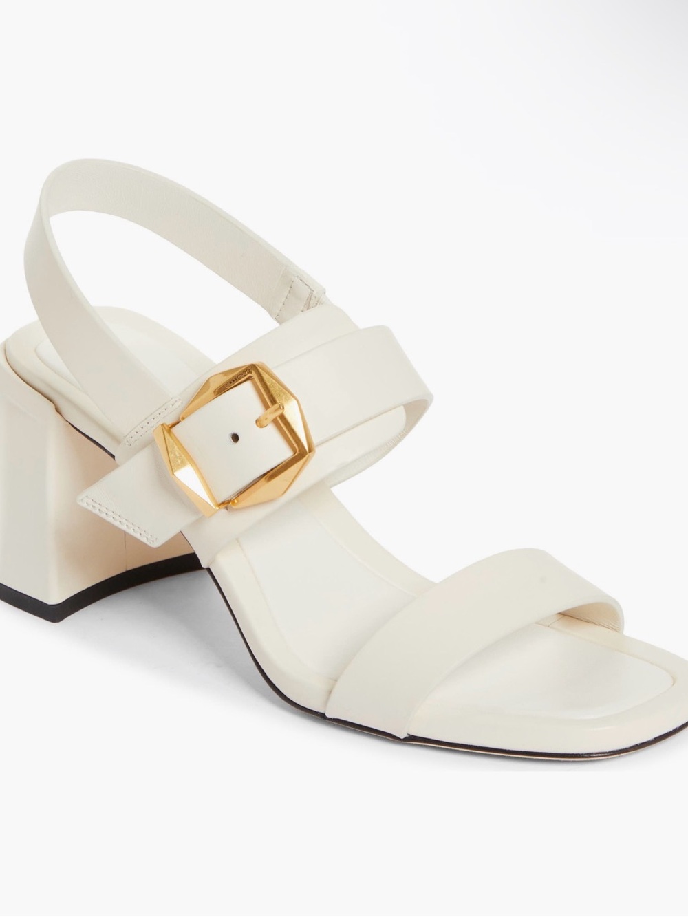 Jimmy Choo Hawke 70 Slingback Sandals Ivory Leather Gold Buckle 36.5 NWOB
